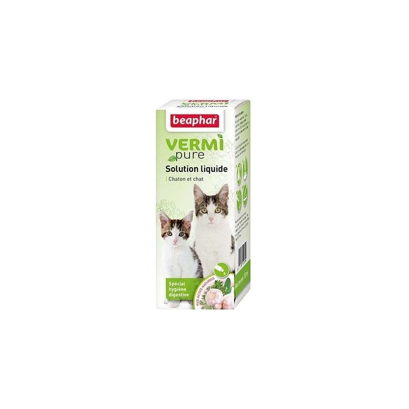 Vermifuge naturel liquide chaton et chat Vermipure 50 ml - BEAPHAR