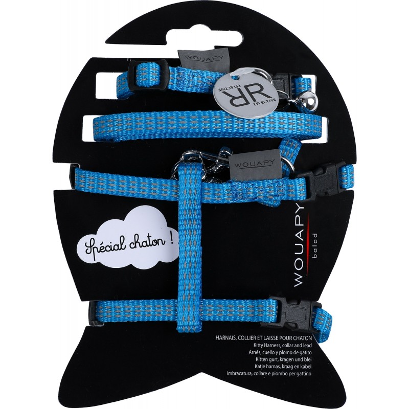 Kit harnais, laisse et collier spécial Chaton Protect - WOUAPY