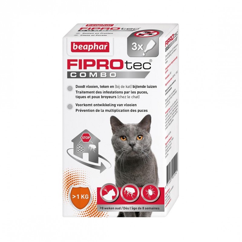 Anti Parasitaire pour chat Fiprotec Combo x 3 - BEAPHAR