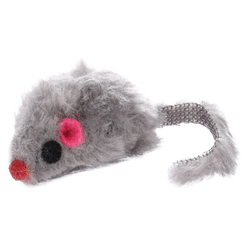 Jouet souris pour chat en peluche grise 5 cm - FLAMINGO