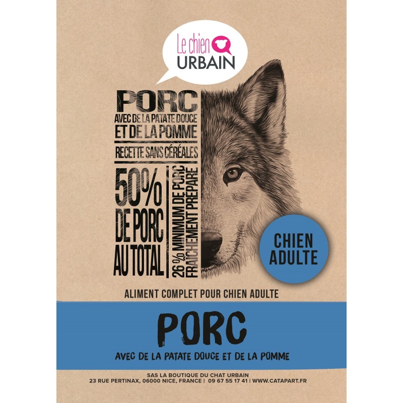 Croquettes sans céréale pour chien Porc, patate douce, pomme - LE CHIEN URBAIN à Nice