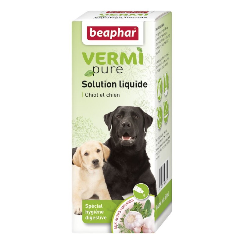 Vermipure, purge solution liquide aux plantes pour chiot et chien 50 ml - BEAPHAR