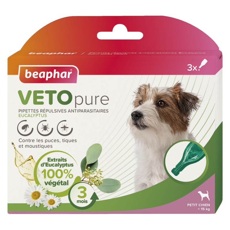 Pipettes répulsives antiparasitaires pour petit chien VETOpure - BEAPHAR