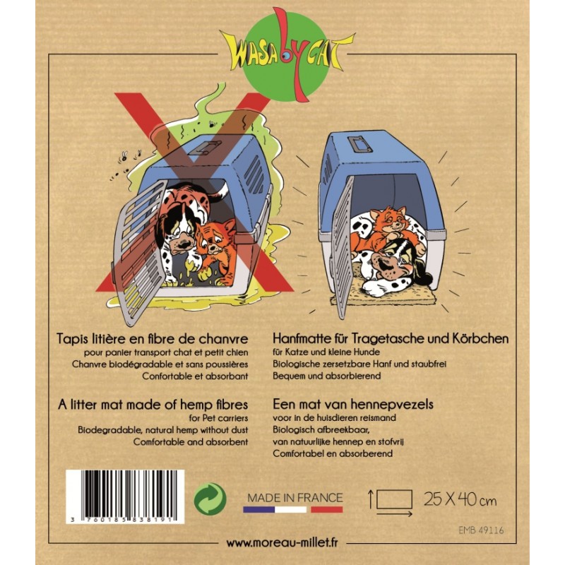 Tapis litière de transport pour chat en fibres naturelles - WASABYCAT