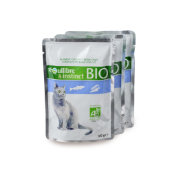 EQUILIBRE & INSTINCT - Pâtée pour chat Bio en pochon 22 x 100 g