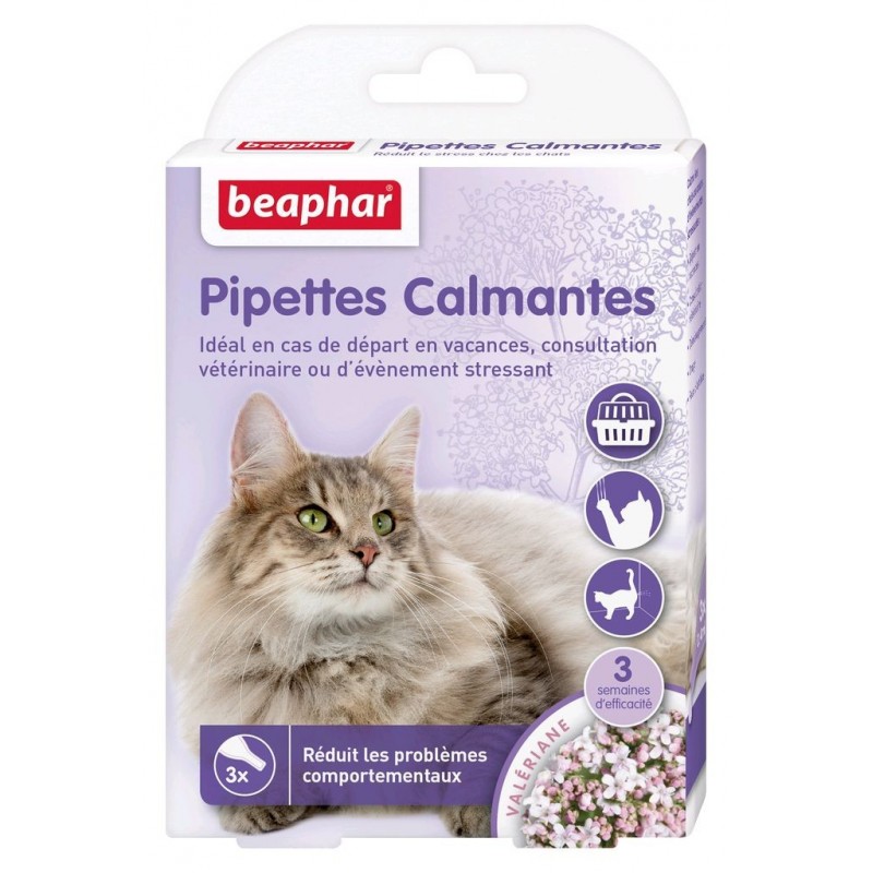 Pipettes calmantes pour chat à la Valériane  x 3 - BEAPHAR