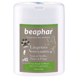 BEAPHAR - Lingettes nettoyantes pour les pattes, pelage, yeux et oreilles x 40