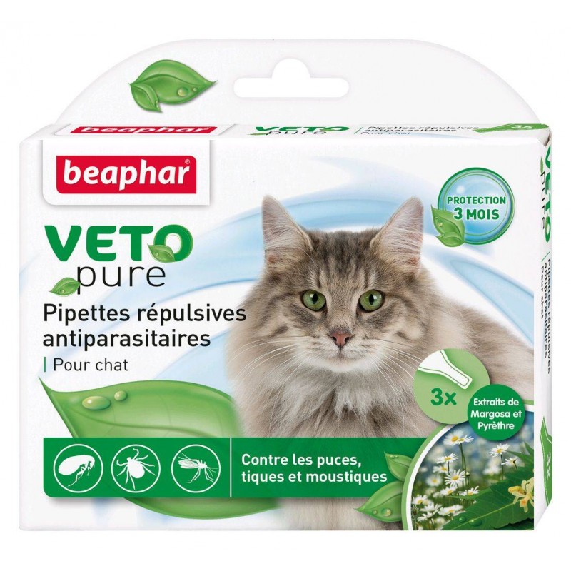 BEAPHAR - Vétonature Pipettes répulsives antiparasitaires chat