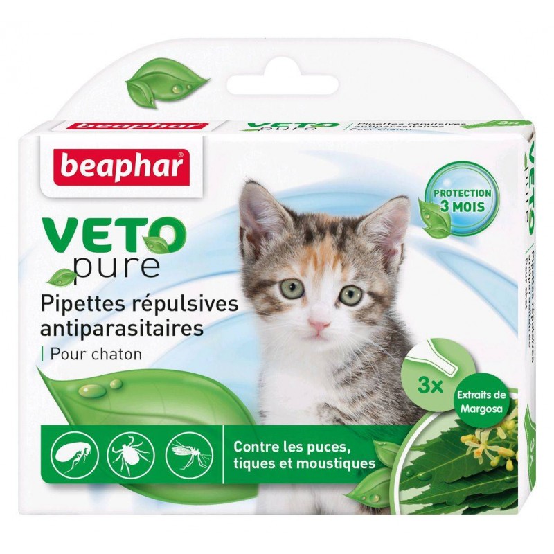 BEAPHAR - Vétonature Pipettes répulsives antiparasitaires chaton