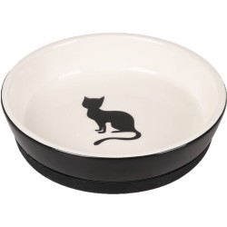 Gamelle en céramique pour chat antidérapante noire - FLAMINGO
