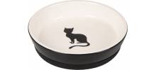 Gamelle en céramique pour chat antidérapante noire - FLAMINGO