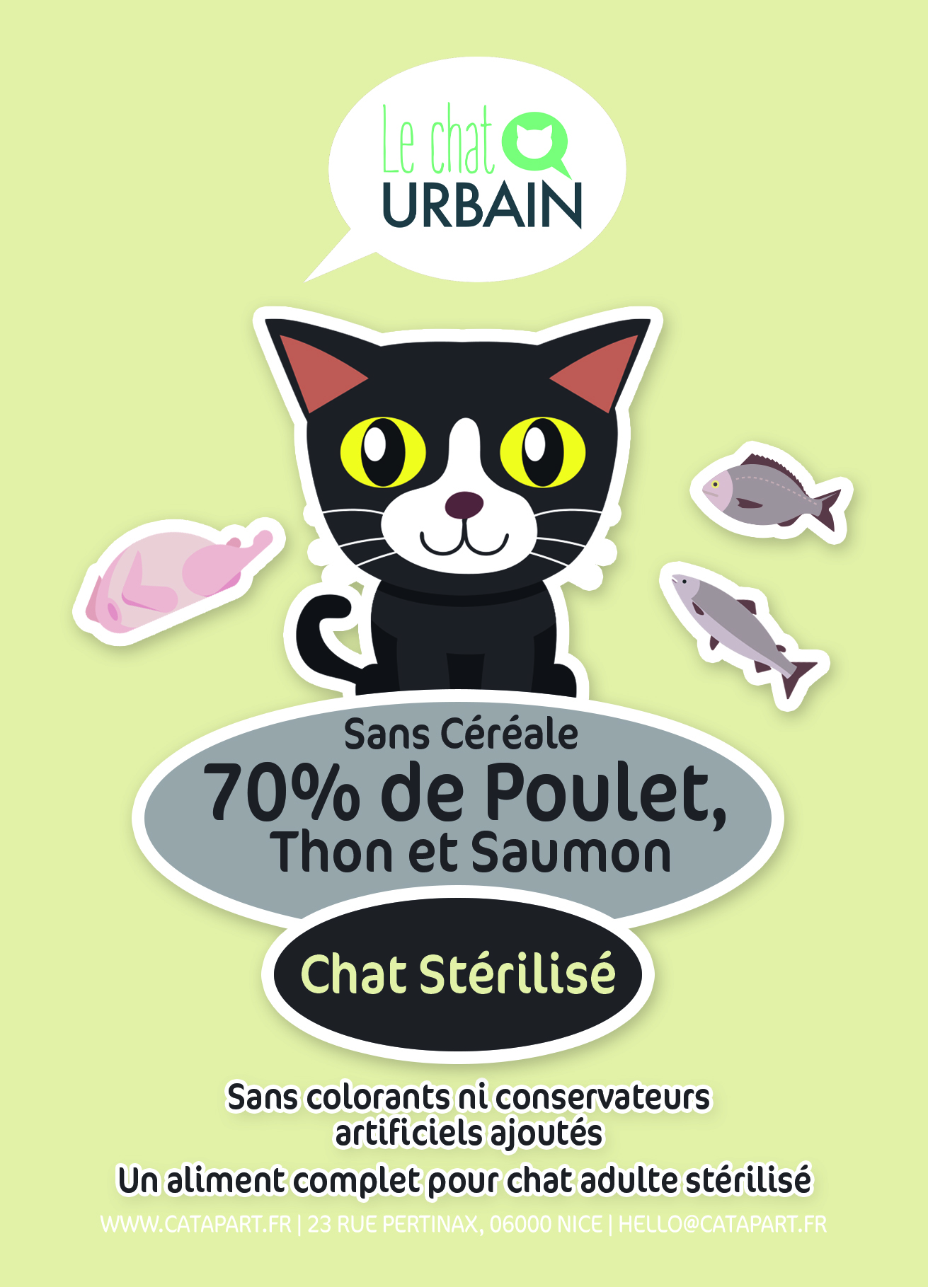 Croquettes sans céréale Le chat Urbain pour chat stérilisé, adulte, d'intérieur, chaton, en vente à Nice